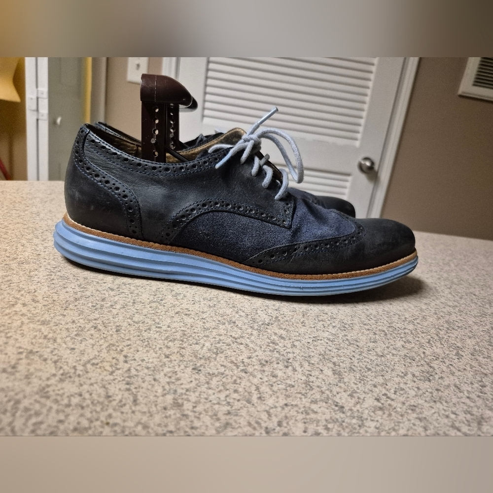 Cole Haan Lunargrand Men's Wingtip Oxford Shoes Size 11 Blue